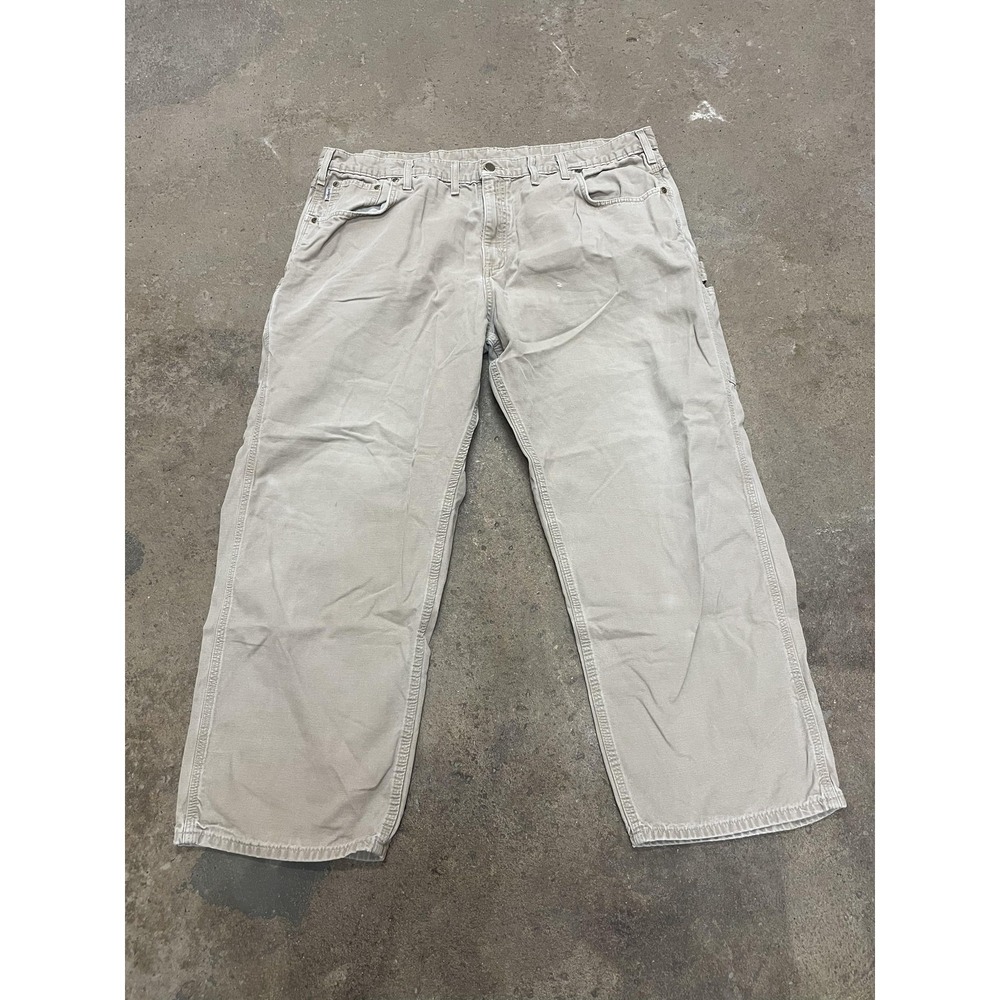 Carhartt Pants Mens 44x30 Beige Relaxed Fit Canvas Carpenter‎ Work B188 GKH